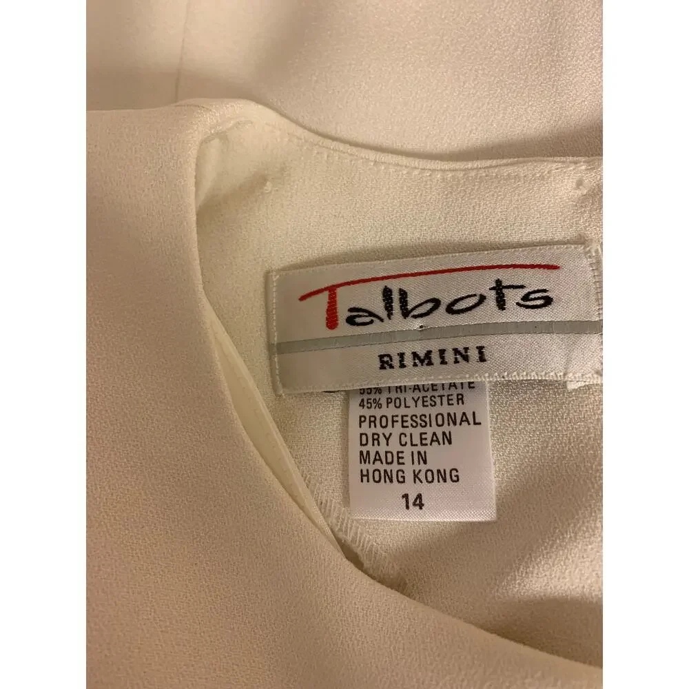 Talbots Rimini Dress Vintage Ivory Beaded Formal Wedding Modest Womens SZ 14